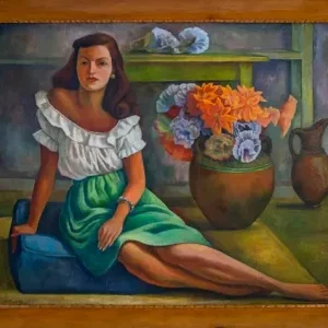 Diego Rivera (1886-1957) Mujer sentada con flores Donna seduta con fiori 1944 olio su tela, 118 x 150 cm Città del Messico, Colección de Arte BBVA México, inv. CCB062 © Banco de México